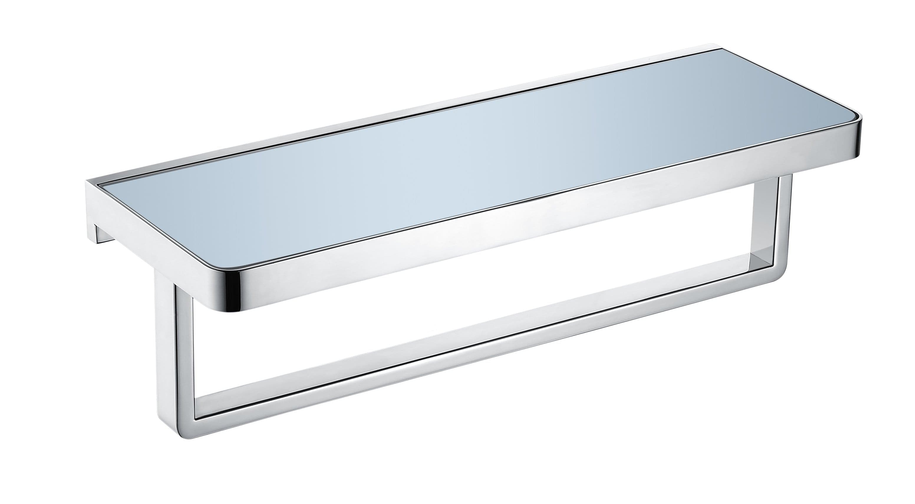 Bagno Bianca Stainless Steel White Glass Shelf w/ Towel Bar