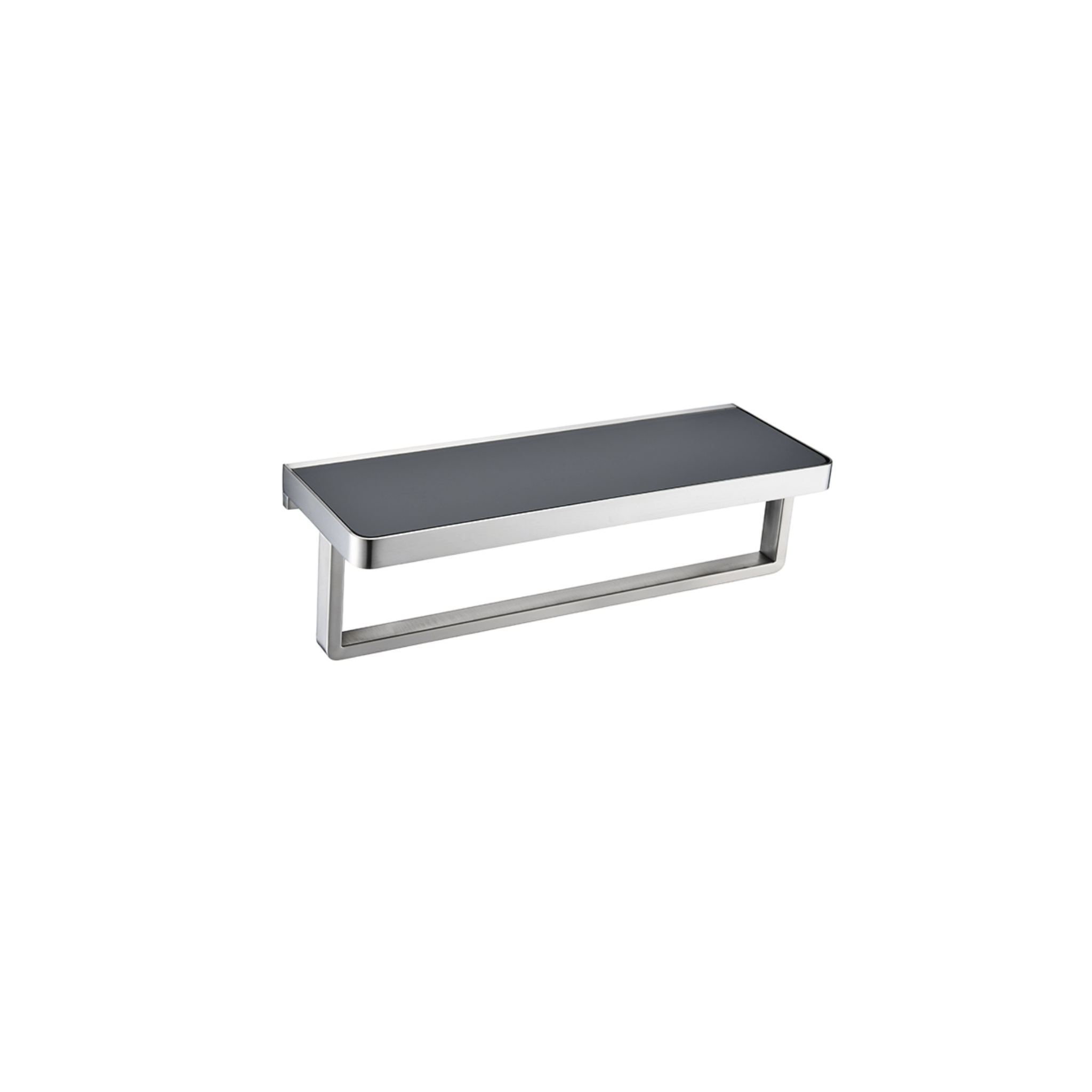 Bagno Bianca Stainless Steel Black Glass Shelf w/ Towel Bar